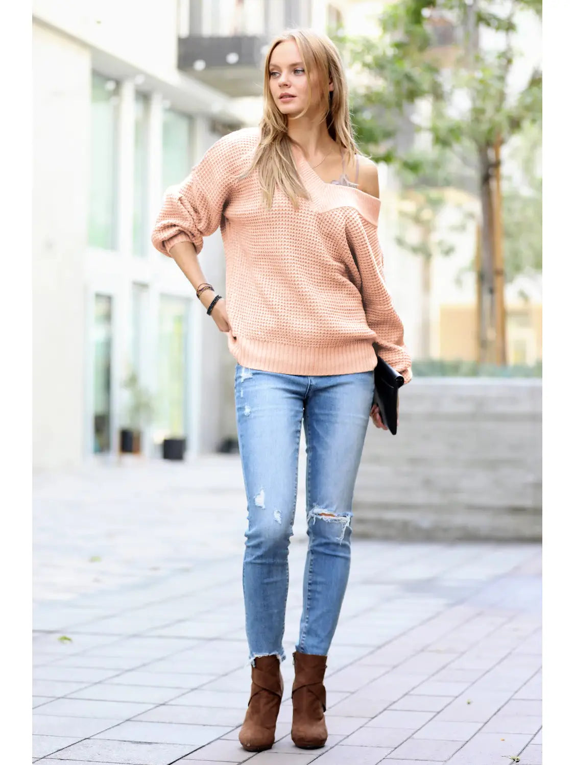 Dusty Blush Waffle Knit Sweater